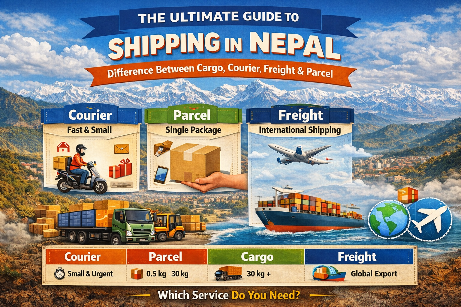 The Ultimate Guide to Shipping in Nepal: Difference Between Cargo, Courier, Freight & Parcel