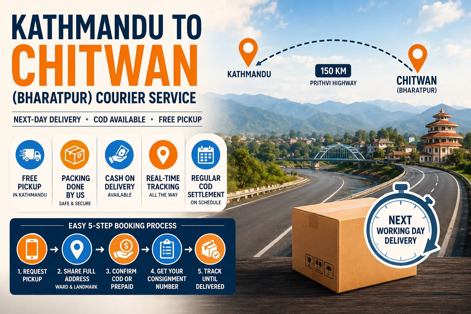 Courier Service from Kathmandu to Chitwan